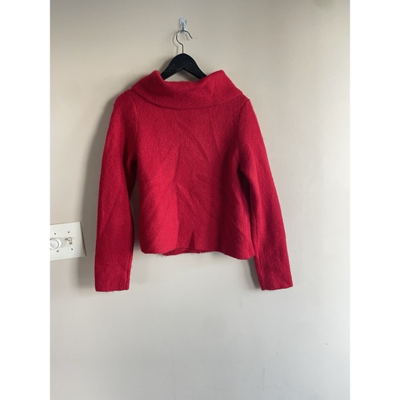 Adrienne‎ Vittadini Sweater M Winter Red wool Blend Cozy Wrap Cardigan - Picture 8 of 11